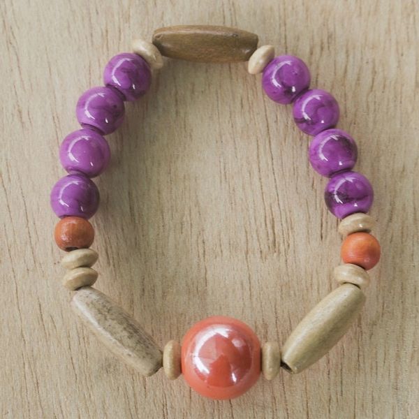 Alternate image for Eco-Friendly Purple Beaded Bracelet from Ghana Strong Heart