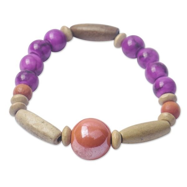 Alternate image for Eco-Friendly Purple Beaded Bracelet from Ghana Strong Heart