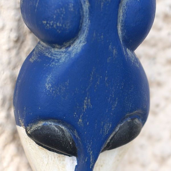 Alternate image for Hand-Painted Blue and White Queen Yaa Asantewaa African Mask Our Queen