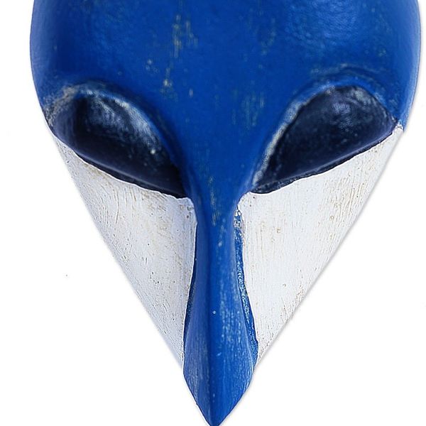 Alternate image for Hand-Painted Blue and White Queen Yaa Asantewaa African Mask Our Queen