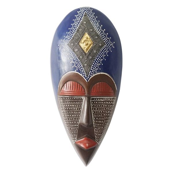 Alternate image for Hand-Painted Vibrant African Wood Mask Crafted in Ghana King of Africa II