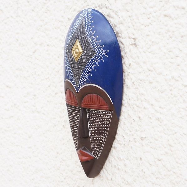 Alternate image for Hand-Painted Vibrant African Wood Mask Crafted in Ghana King of Africa II