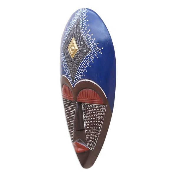 Alternate image for Hand-Painted Vibrant African Wood Mask Crafted in Ghana King of Africa II