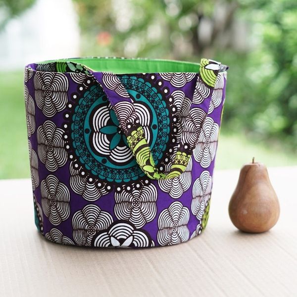 Alternate image for Set of 3 Cotton Baskets with Amethyst and Lime Floral Motifs Amethyst Spring