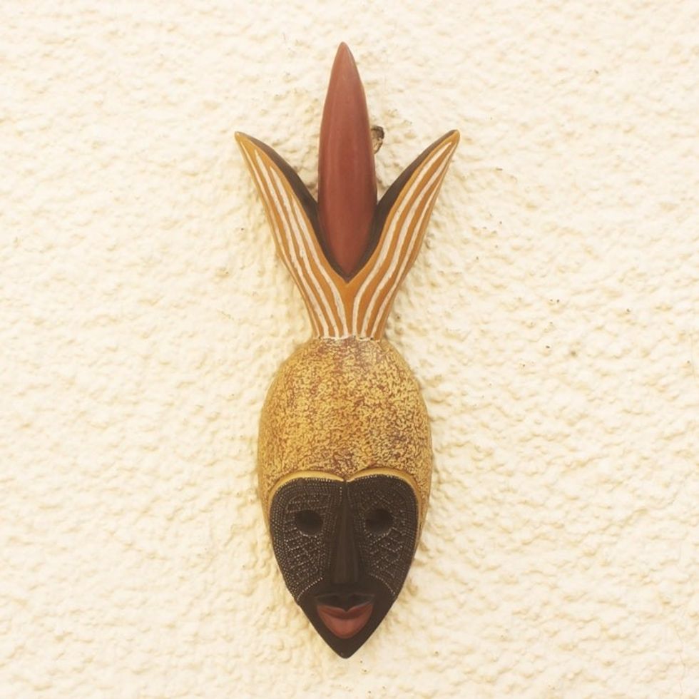 Hand Carved Sese Wood Pineapple Mask 'Pineapple Head'