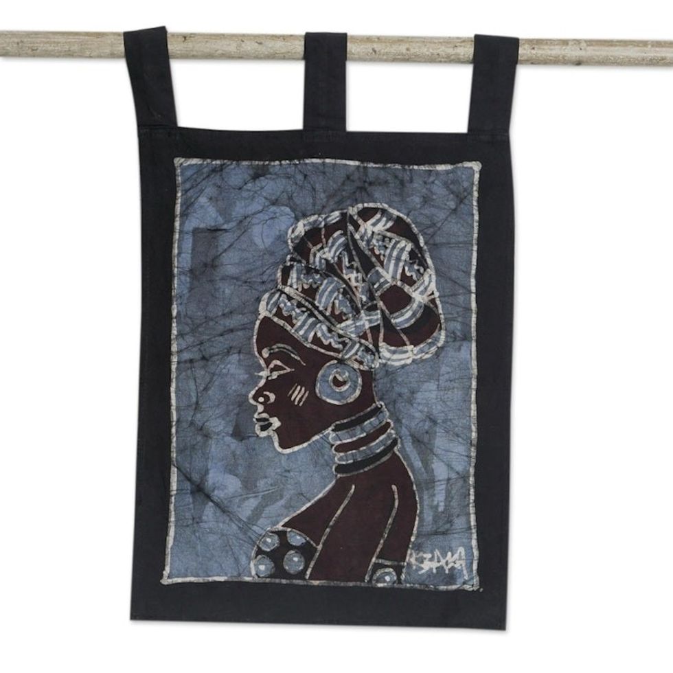 Batik Cotton Wall Hanging with Portrait Motif 'Beautiful Soul'