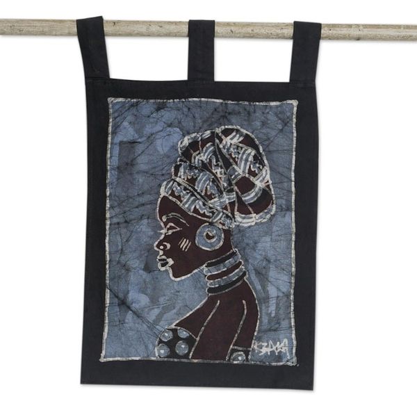 Alternate image for Batik Cotton Wall Hanging with Portrait Motif Beautiful Soul