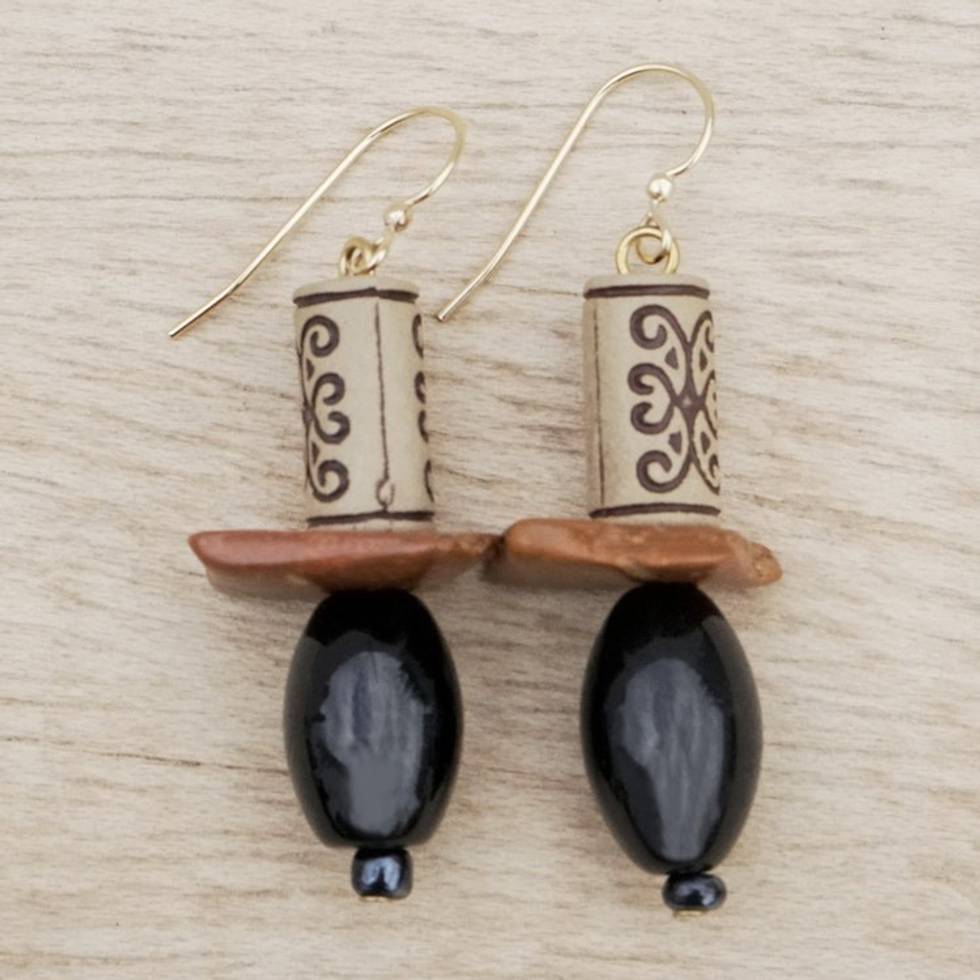 Handmade Eco-Friendly Beaded Dangle Earrings 'Grace Notes'
