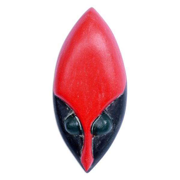 Alternate image for Hand-Painted Red and Black Queen Amina African Mask Ferocious Queen