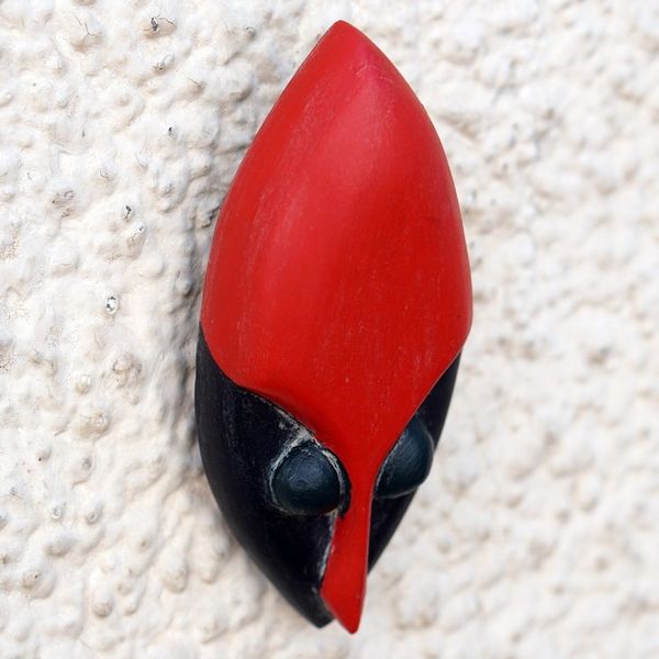 Alternate image for Hand-Painted Red and Black Queen Amina African Mask Ferocious Queen