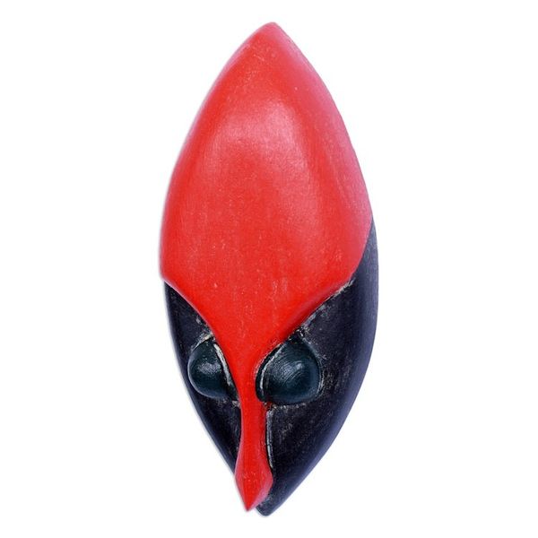 Alternate image for Hand-Painted Red and Black Queen Amina African Mask Ferocious Queen