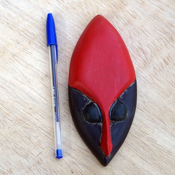 Alternate image for Hand-Painted Red and Black Queen Amina African Mask Ferocious Queen