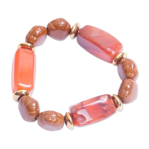Alternate image for Recycled Glass and Natural Agate Beaded Stretch Bracelet Classic Darling