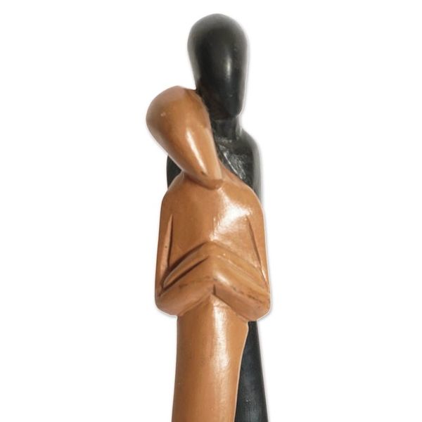 Alternate image for Hand-Painted Romantic Sese Wood Sculpture of Couple Ghanaian Lovers