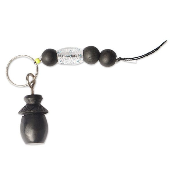 Alternate image for Handmade Ebony Hut Keychain with Recycled Glass Wood Beads Hut