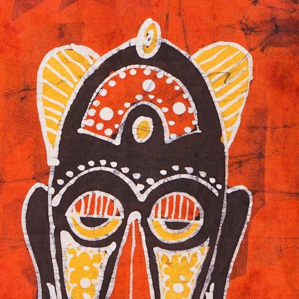 Alternate image for Ghanaian Hand-Painted Cotton Wall Hanging in Orange Hues Positive Visions