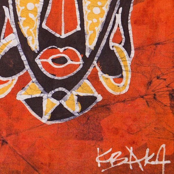 Alternate image for Ghanaian Hand-Painted Cotton Wall Hanging in Orange Hues Positive Visions