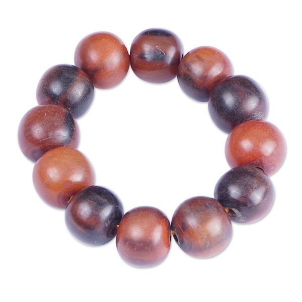 Alternate image for Brown and Black Beaded Stretch Bracelet from Ghana Hewale