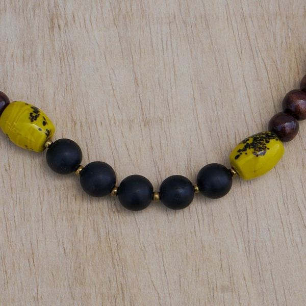 Alternate image for Ghanaian Artisan Created Recycled Glass and Agate Necklace Glimmers of Hope