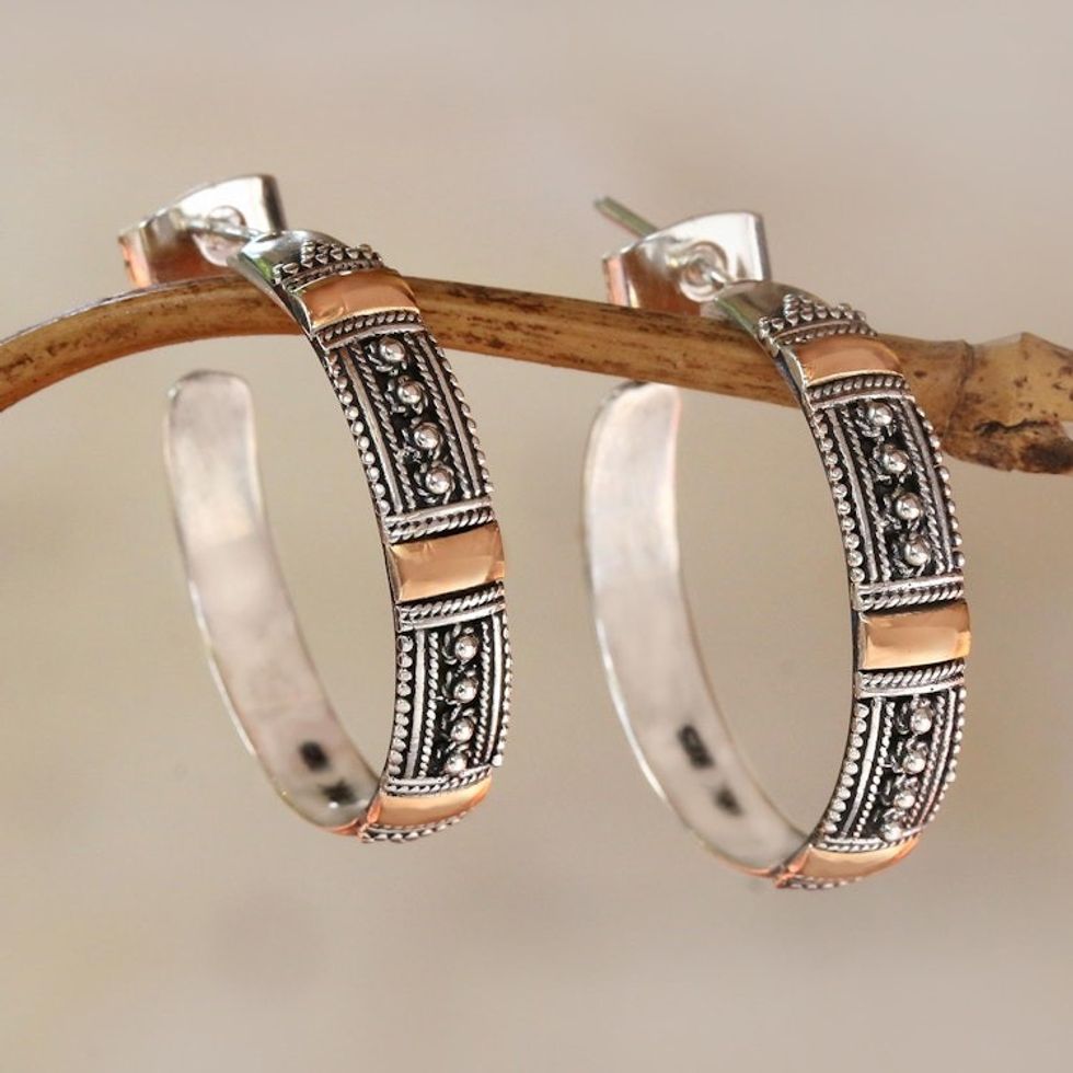 Gold accent half hoop earrings 'Nusa Dua Sunrise'
