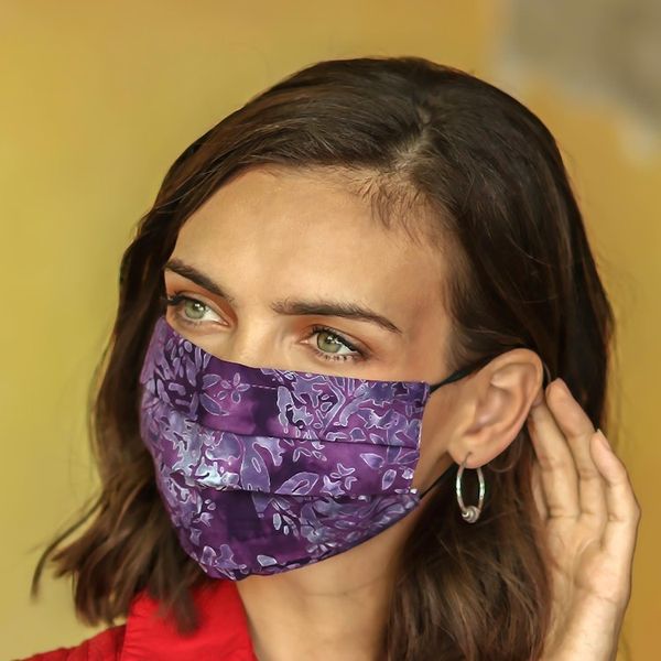 Alternate image for Set of 3 Double Layer Rayon Batik Elastic Loop Face Masks Island Allure