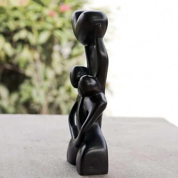 Alternate image for Romantic Ebony Wood Sculpture Lovers Heart