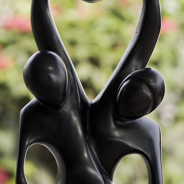 Alternate image for Romantic Ebony Wood Sculpture Lovers Heart