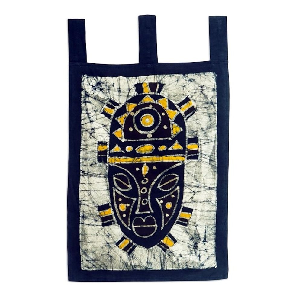 Hand Made Batik Cotton Wall Hanging 'Masked Man'