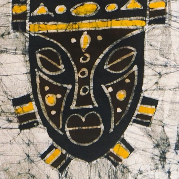 Alternate image for Hand Made Batik Cotton Wall Hanging Masked Man