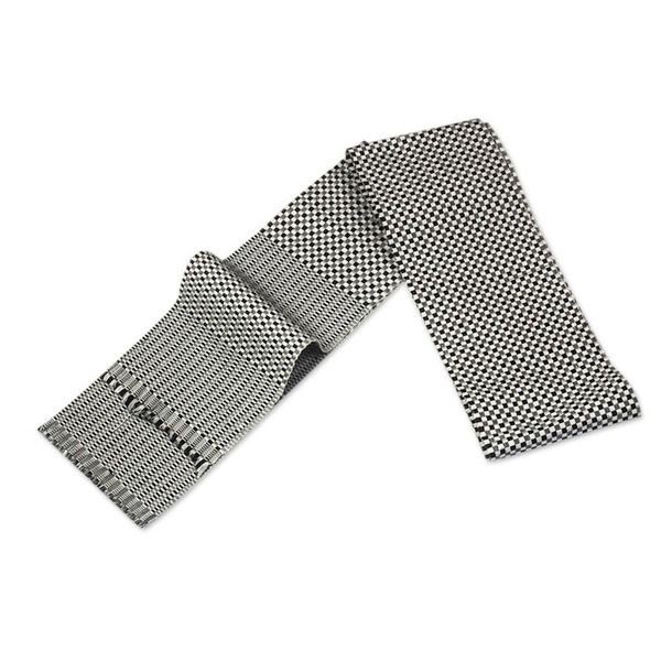 Alternate image for Handwoven Black and White Checkered Cotton Kente Scarf Kpekui Pebbles