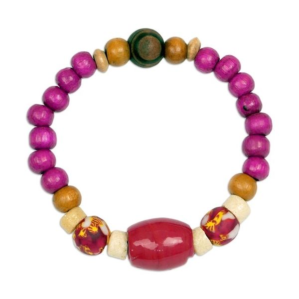 Alternate image for Eco-Friendly Glass Beaded Stretch Bracelet Red Beauty