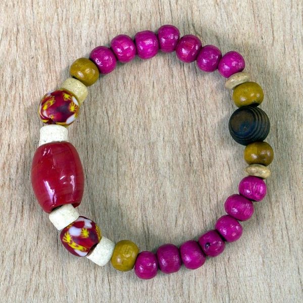 Alternate image for Eco-Friendly Glass Beaded Stretch Bracelet Red Beauty
