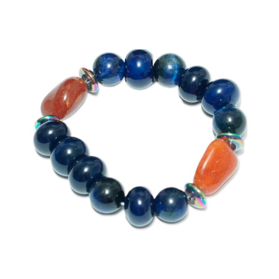 Natural Amethyst and Agate Beaded Stretch Bracelet 'Power of the Sage'