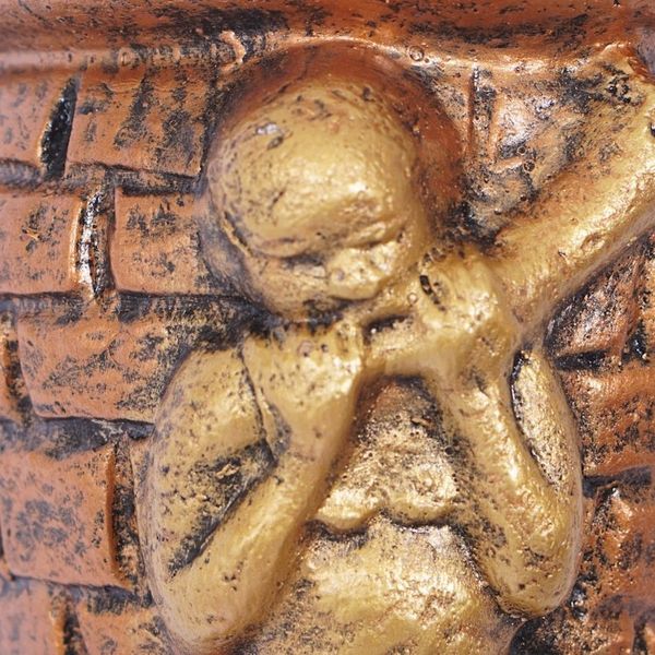 Alternate image for Antiqued Hand-Painted Ceramic Decorative Wall-Mounted Vase Horn