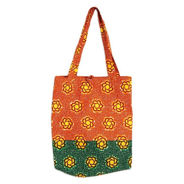 Alternate image for Handcrafted Floral Emerald and Marigold Cotton Tote Bag Spring Lady