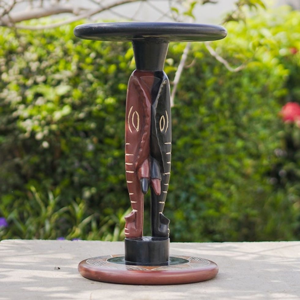 Handcrafted Elephant Motif Accent Table 'Elephant Walk'