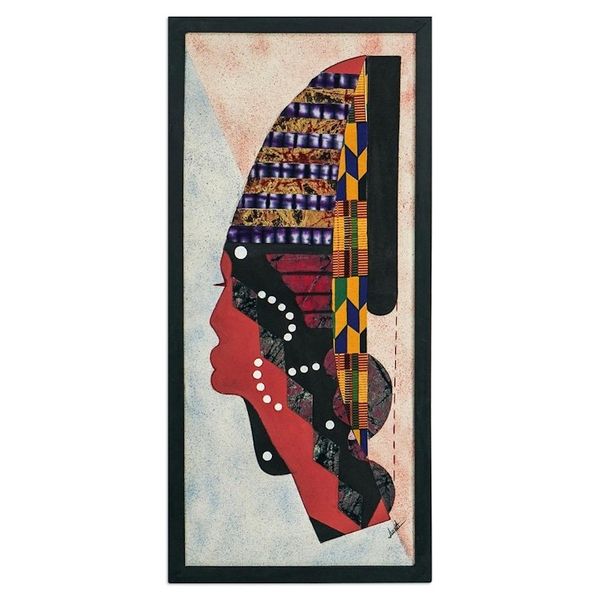 Alternate image for Batik Cotton Wall Art with Wood Frame Good Luck Mask