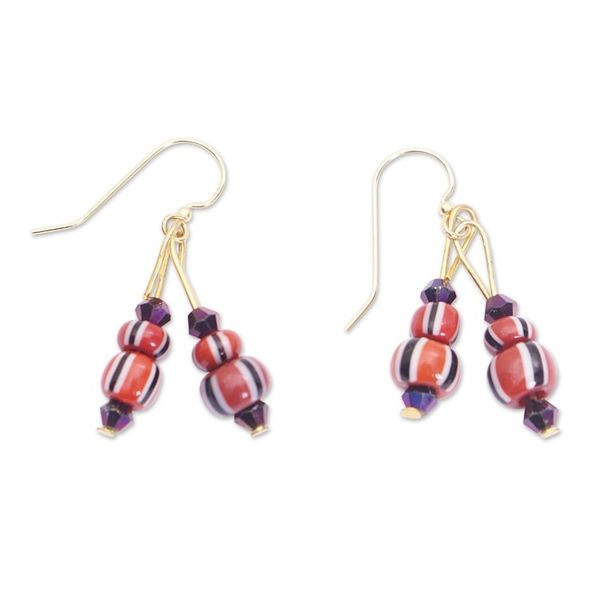 Alternate image for Eco-Friendly Ghanaian Recycled Glass Beaded Dangle Earrings Ghanaian Glam