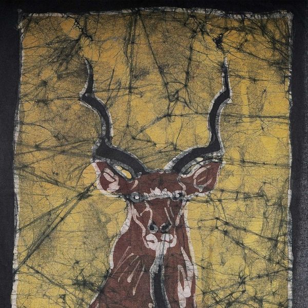 Alternate image for Batik Cotton Kudu Wall Hanging Handcrafted in Ghana Greater Kudu I