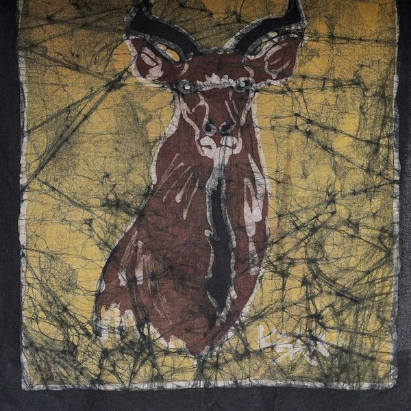 Alternate image for Batik Cotton Kudu Wall Hanging Handcrafted in Ghana Greater Kudu I