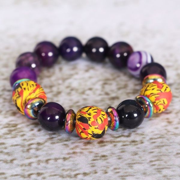 Alternate image for Purple Recycled Glass Beaded Stretch Bracelet from Ghana Party at Twilight