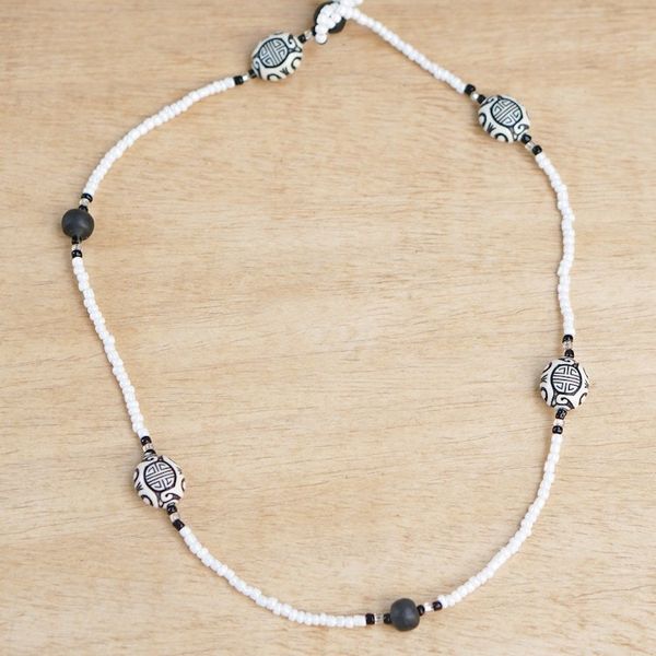 Alternate image for Handcrafted Recycled Glass and Plastic Beaded Necklace Rustic Glory