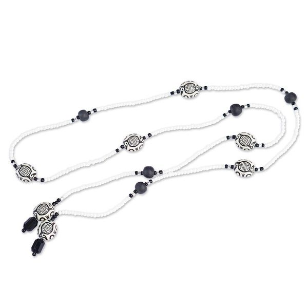 Alternate image for Handcrafted Recycled Glass and Plastic Beaded Necklace Rustic Glory