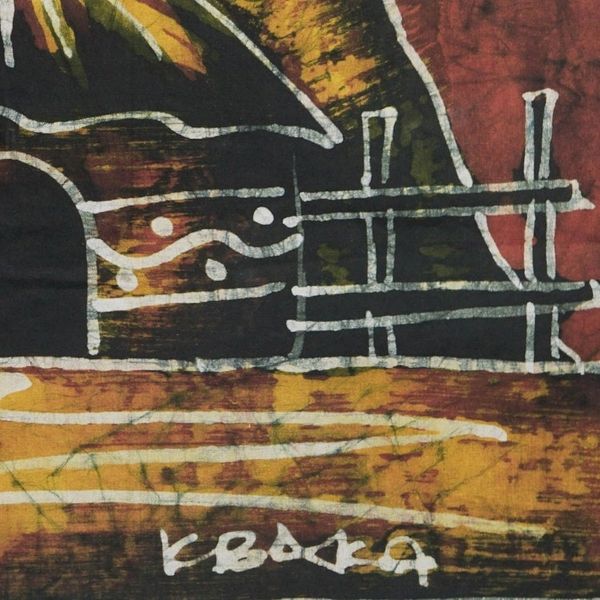 Alternate image for Handcrafted Batik Cotton Wall Hanging from Ghana Domiabra Village