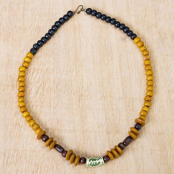 Alternate image for Wood and Recycled Glass Beaded Necklace VIP
