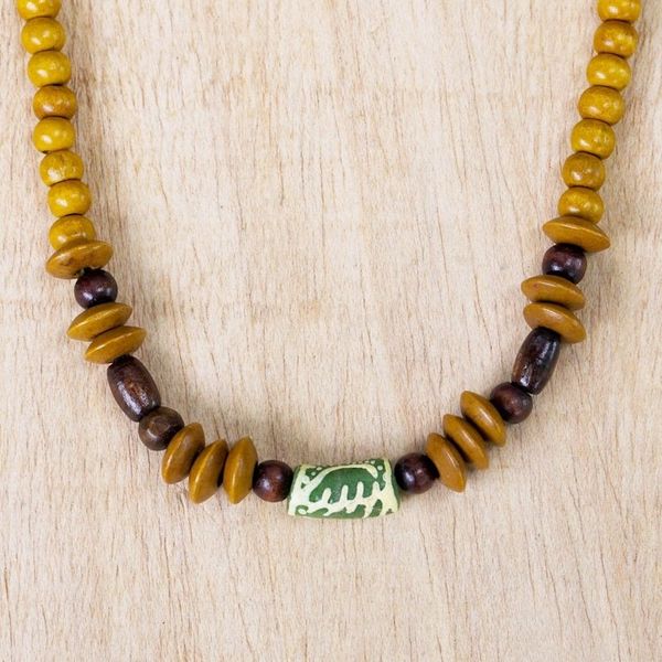 Alternate image for Wood and Recycled Glass Beaded Necklace VIP