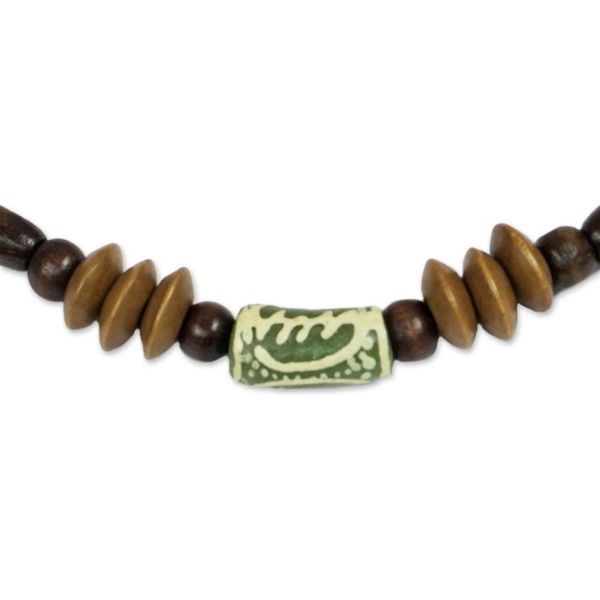 Alternate image for Wood and Recycled Glass Beaded Necklace VIP
