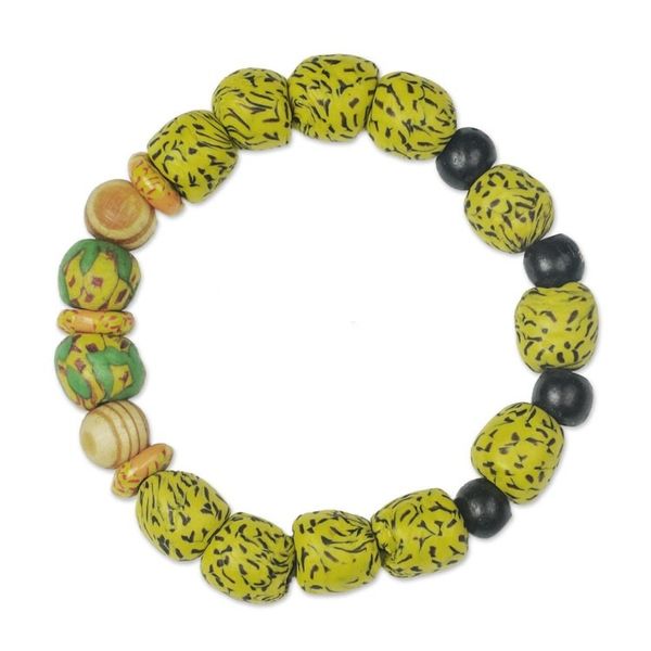 Alternate image for Wood Bead and Recycled Glass Bracelet The Only One