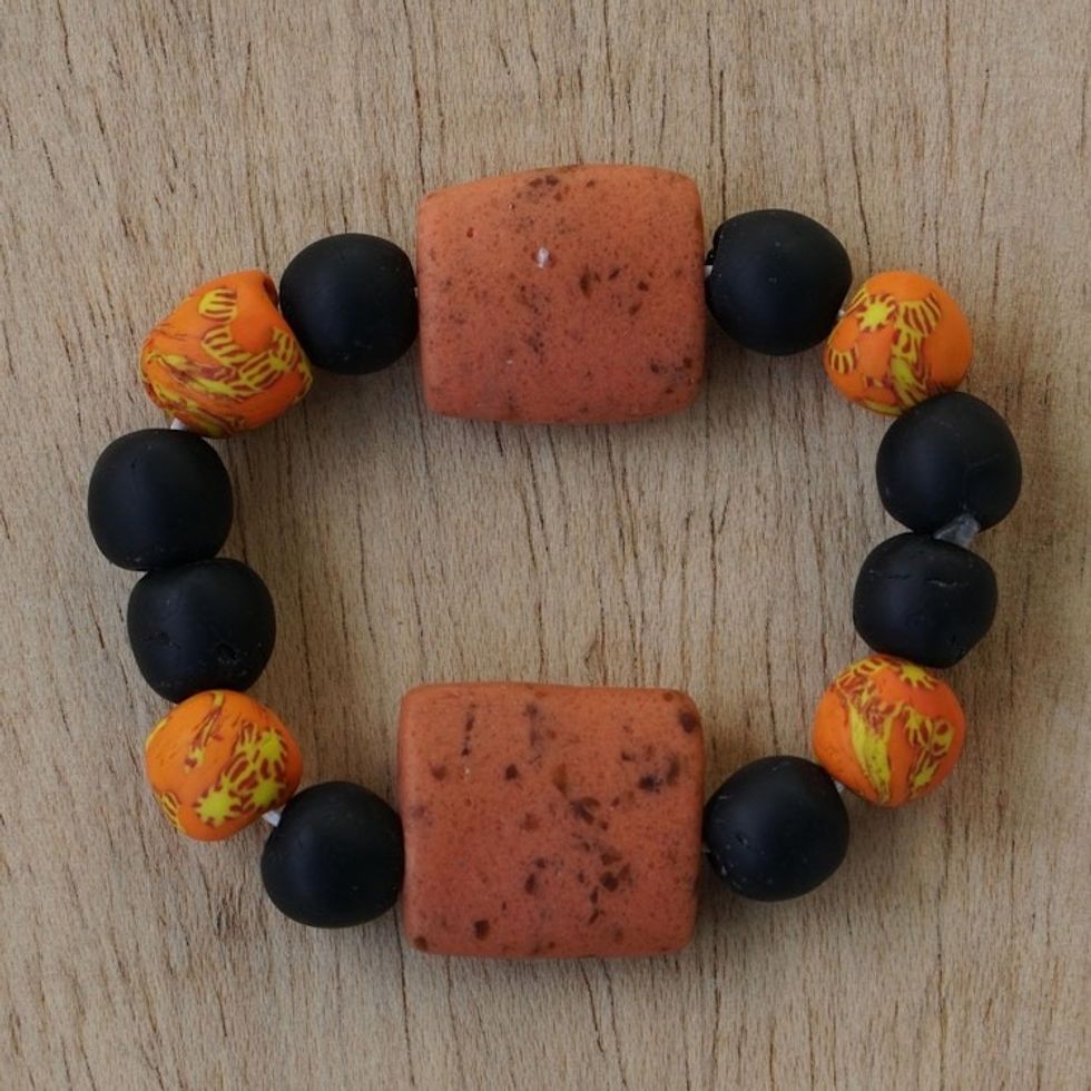 Eco-Friendly Recycled Glass Beaded Bracelet 'Love Game'