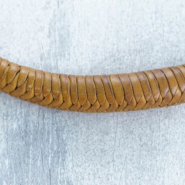 Alternate image for Handcrafted Braided Leather Necklace in Yellow from Ghana Mpusia in Yellow